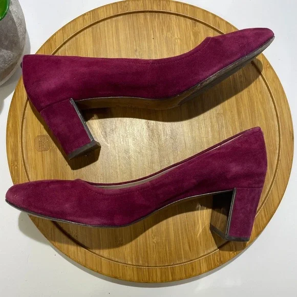 Donald Pliner Corin Suede Block Heel Pumps Women's 9.5 Chic Burgundy Career Shoe - Picture 7 of 10